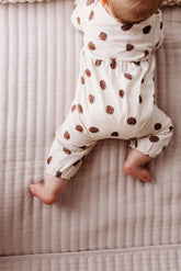 Baby Gathered Button Romper- Pinecones